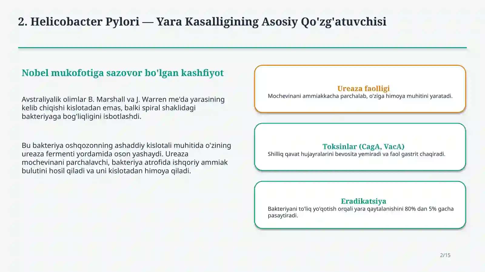 Me’da va 12-barmoq ichak yarasida qo‘llaniladigan dori vositalari | 15 slayd 3