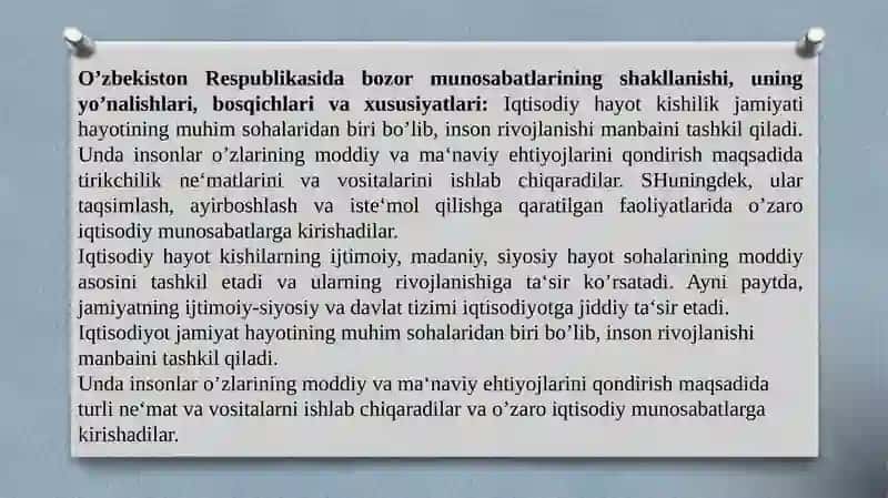 O’zbekistondagi iqtisodiy islohotlar va uning natijalari 3