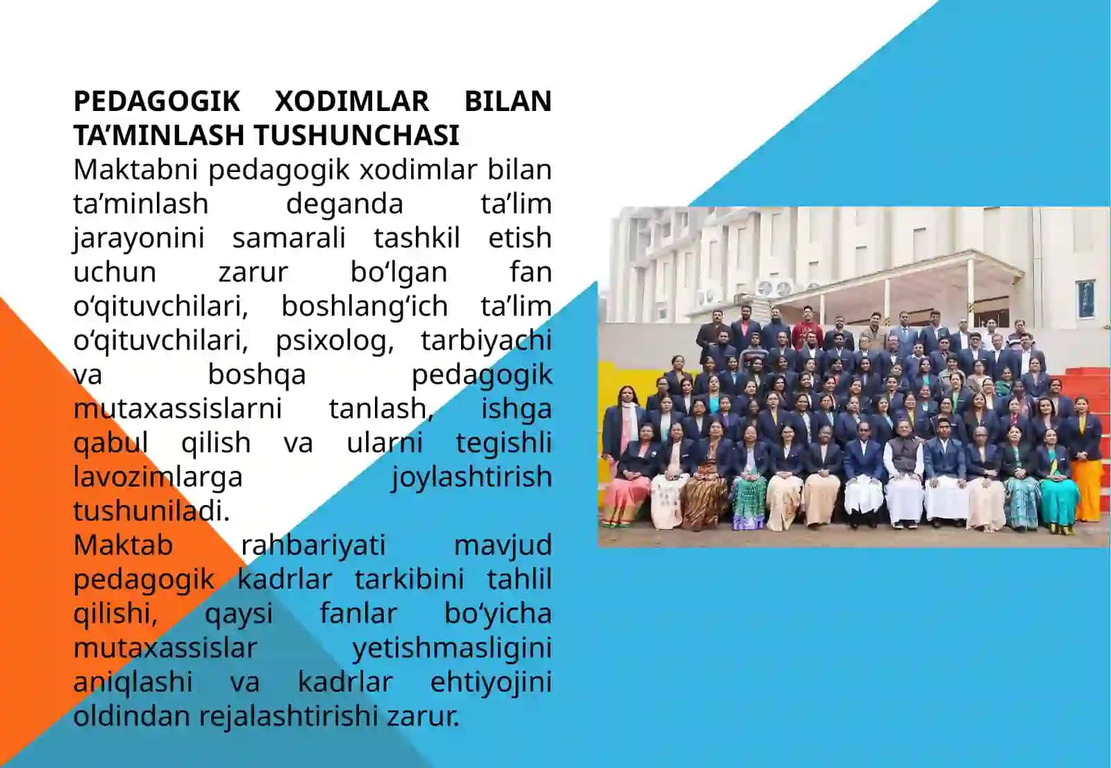 Maktabni pedagogik xodimlar bilan ta’minlash va ularning malakasini oshirish ishlariga rahbarlik 3