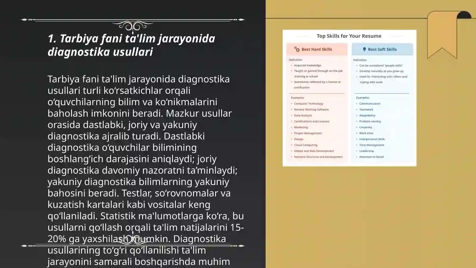 Tarbiya fani oʻqitishda bilim,koʻnikma,malakalarini tashxis etish 3