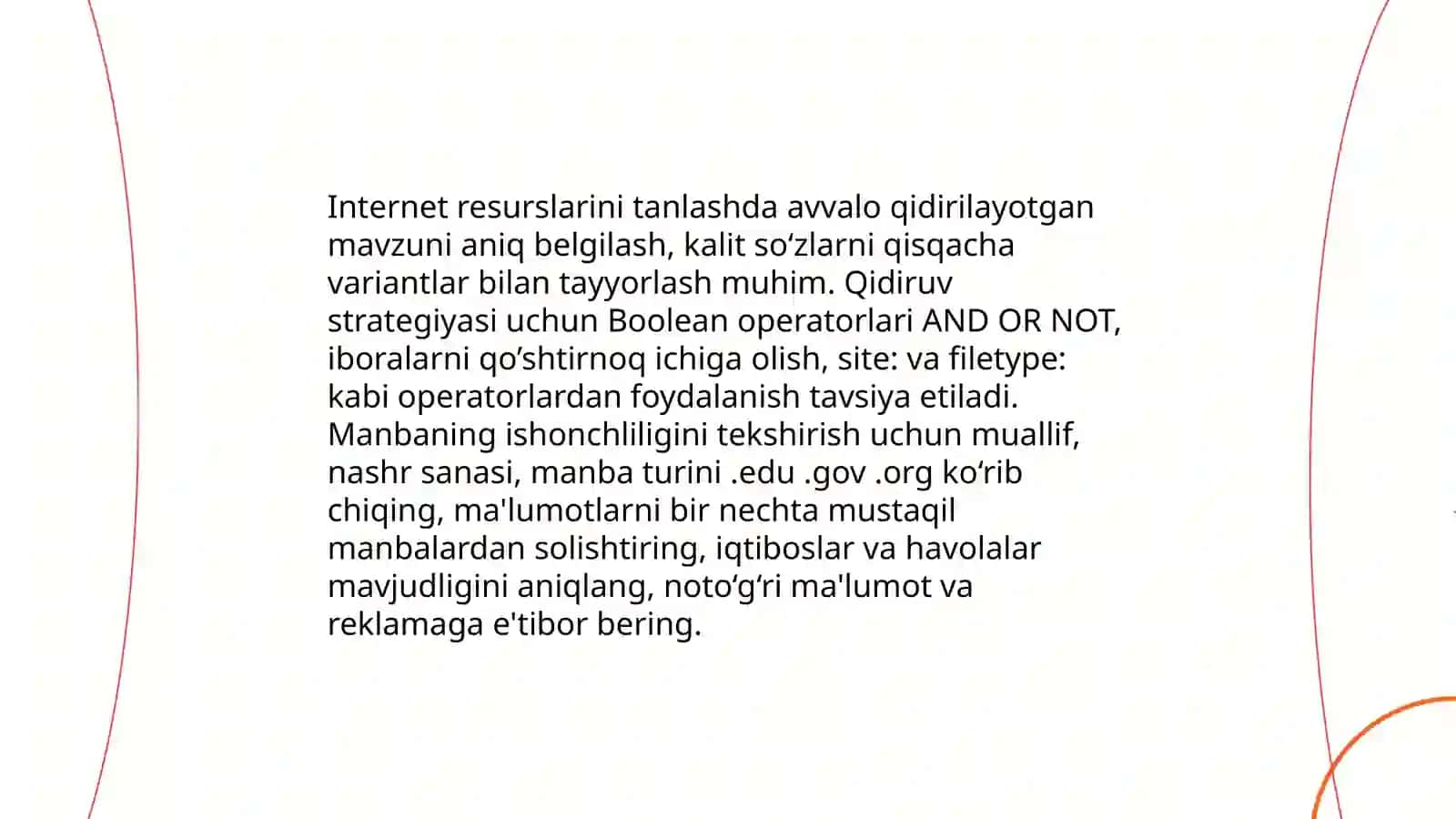 Internetdan samarali foydalanish. Internetdan topilgan axborotning ishonchliligini baholash 3