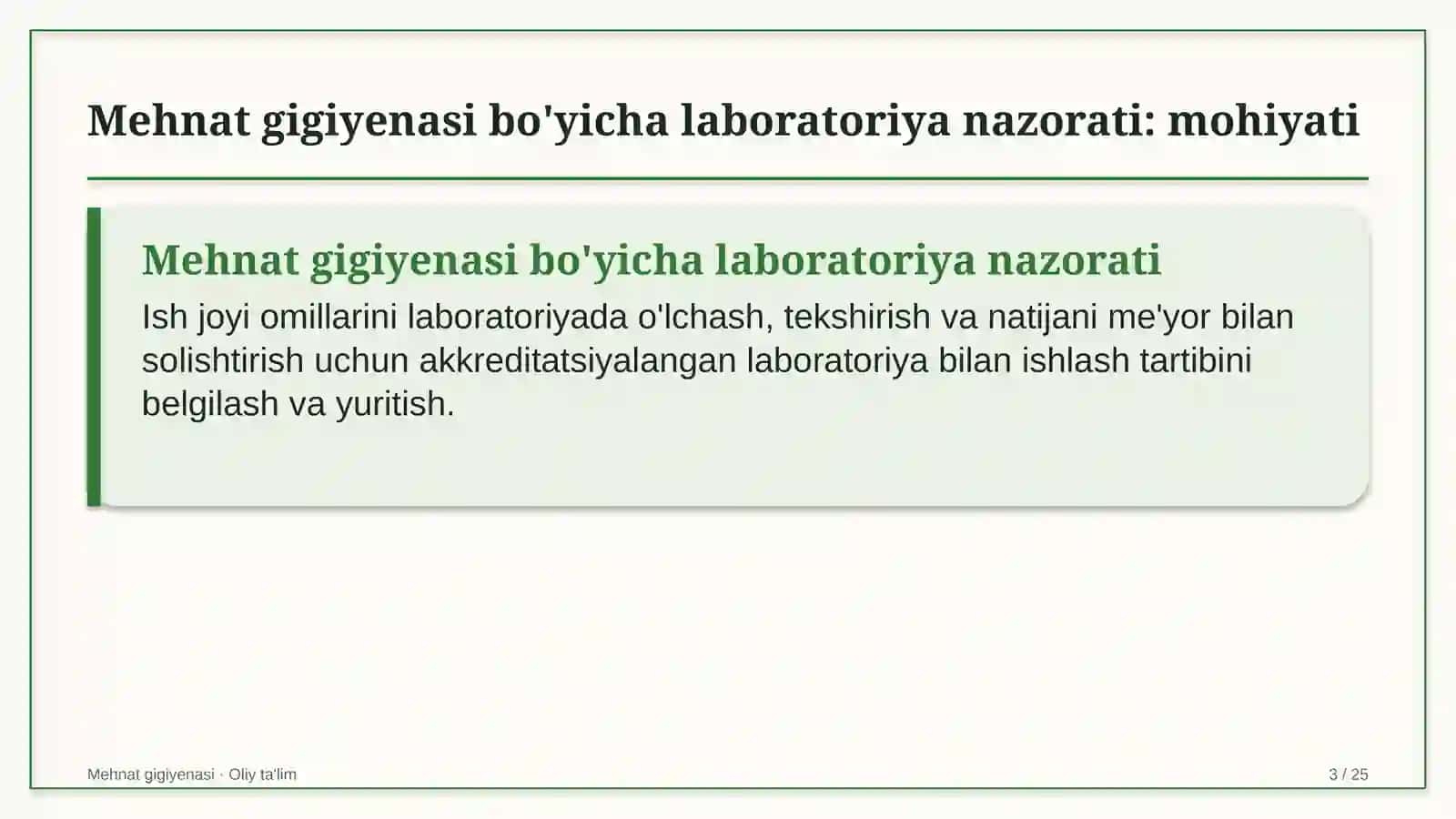 Mehnat gigiyenasi · Oliy ta'lim 3