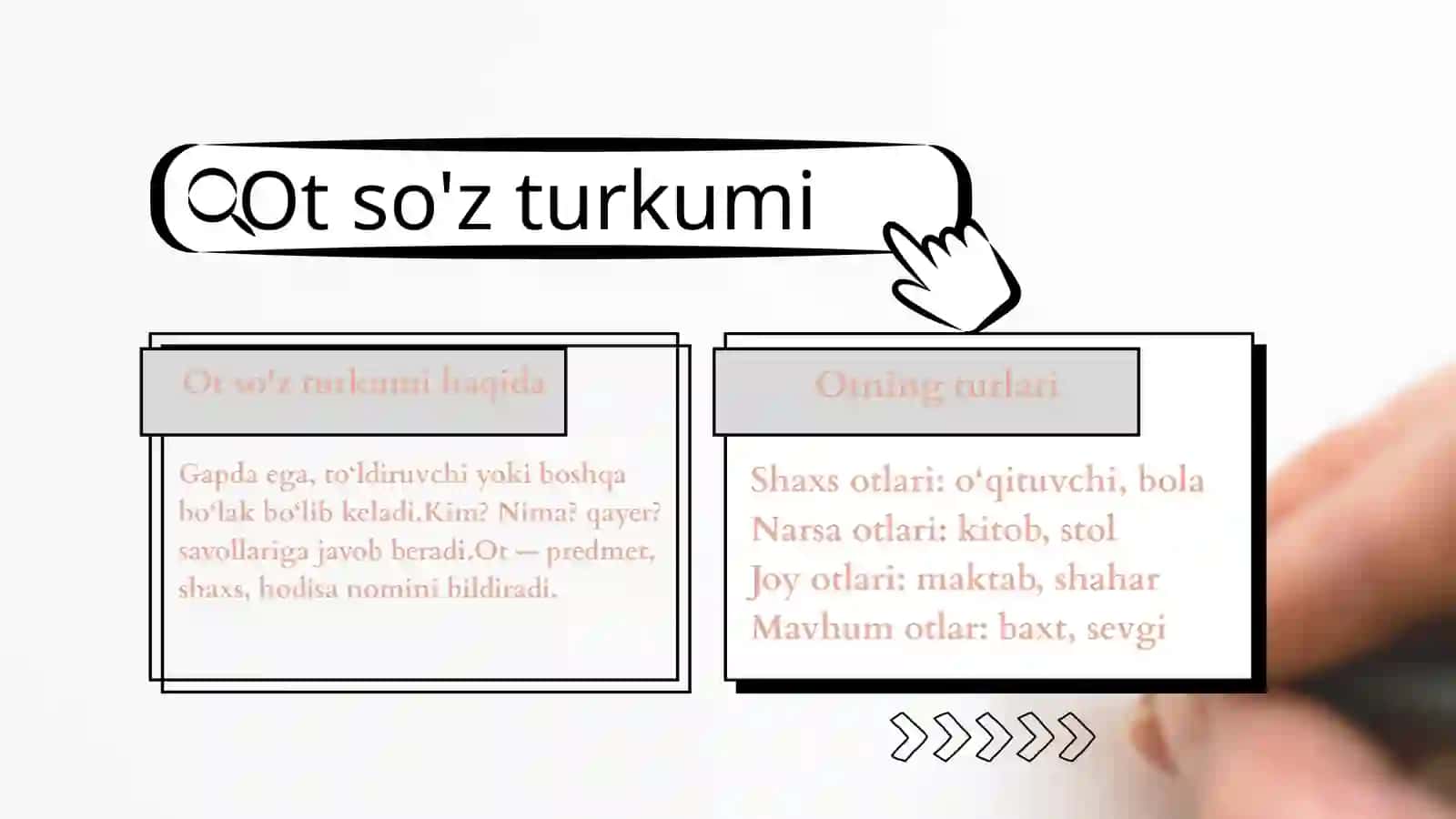 Oʻzbek tilida soʻz turkumlari ot va sifat soʻz turkumi 3