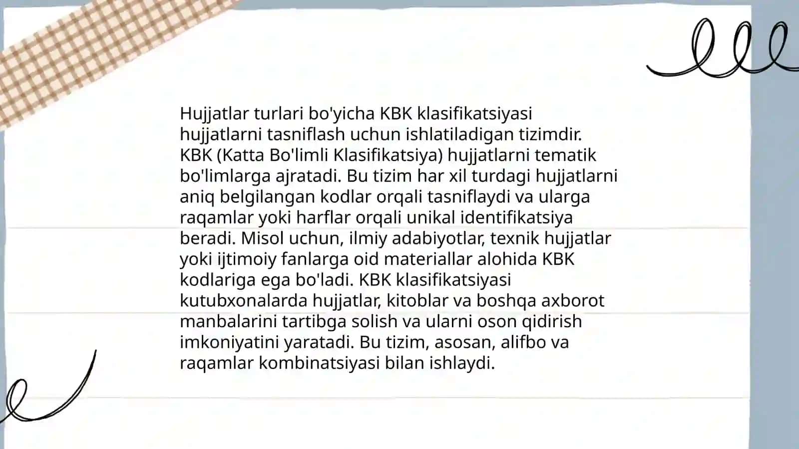 Hujjatlarni KBK jadvali boʻyicha sistemalashtirish 3