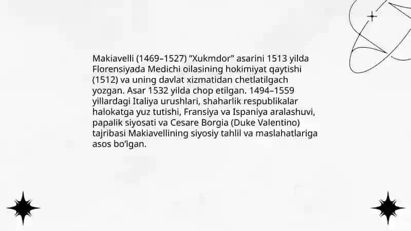 Makiavellining "Xukmdor" asari 3