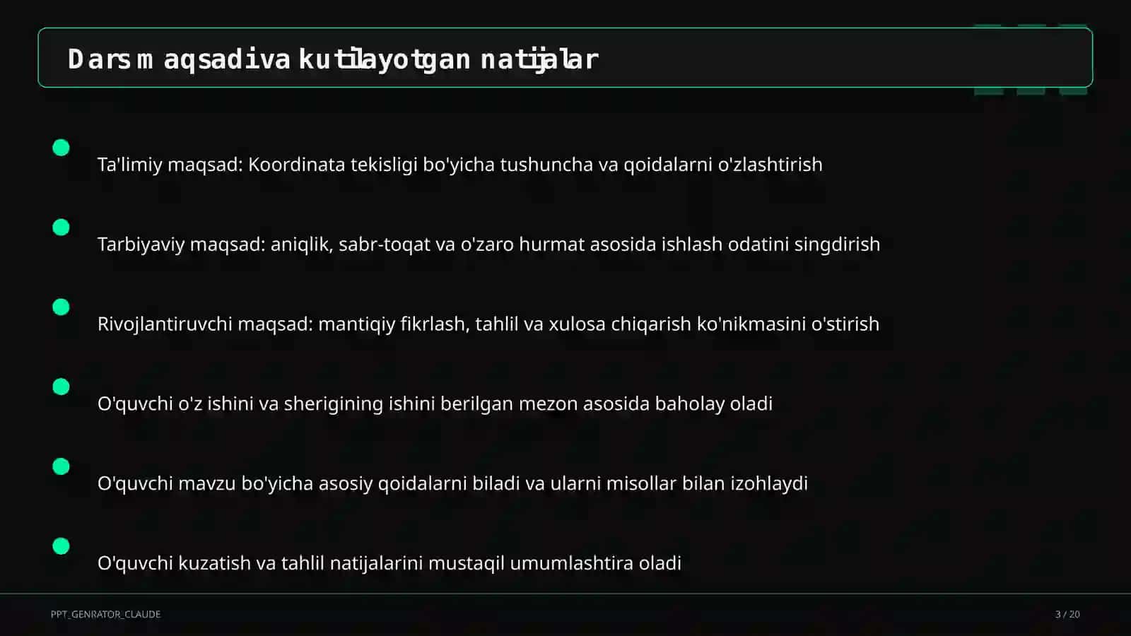 Koordinata tekisligi (6-sinf) 3