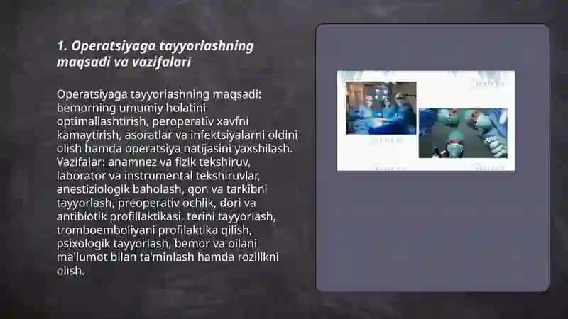 Bemorni xirurgik operatsiyaga tayyorlash 3