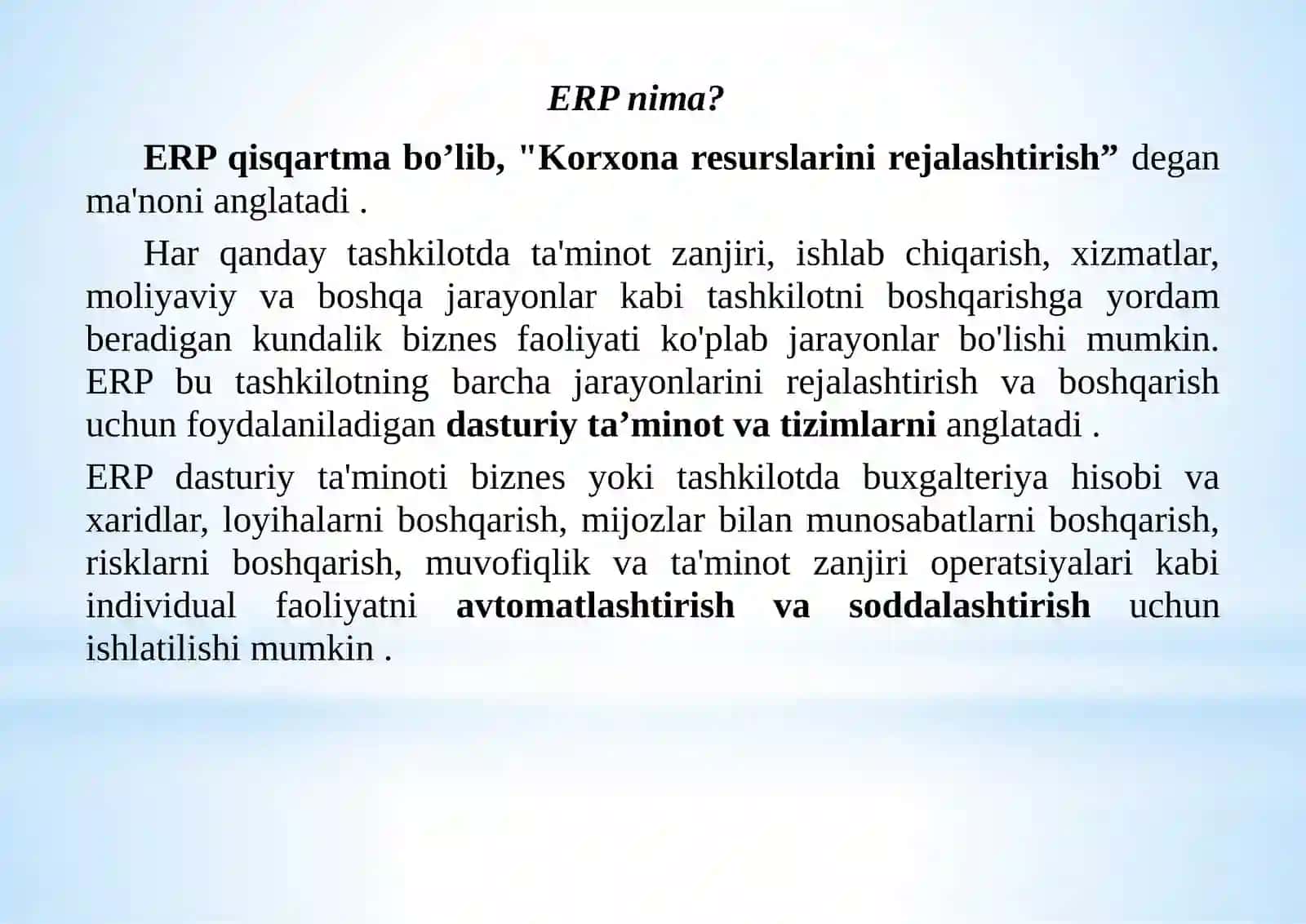 ERP va uni qimmatlari 3