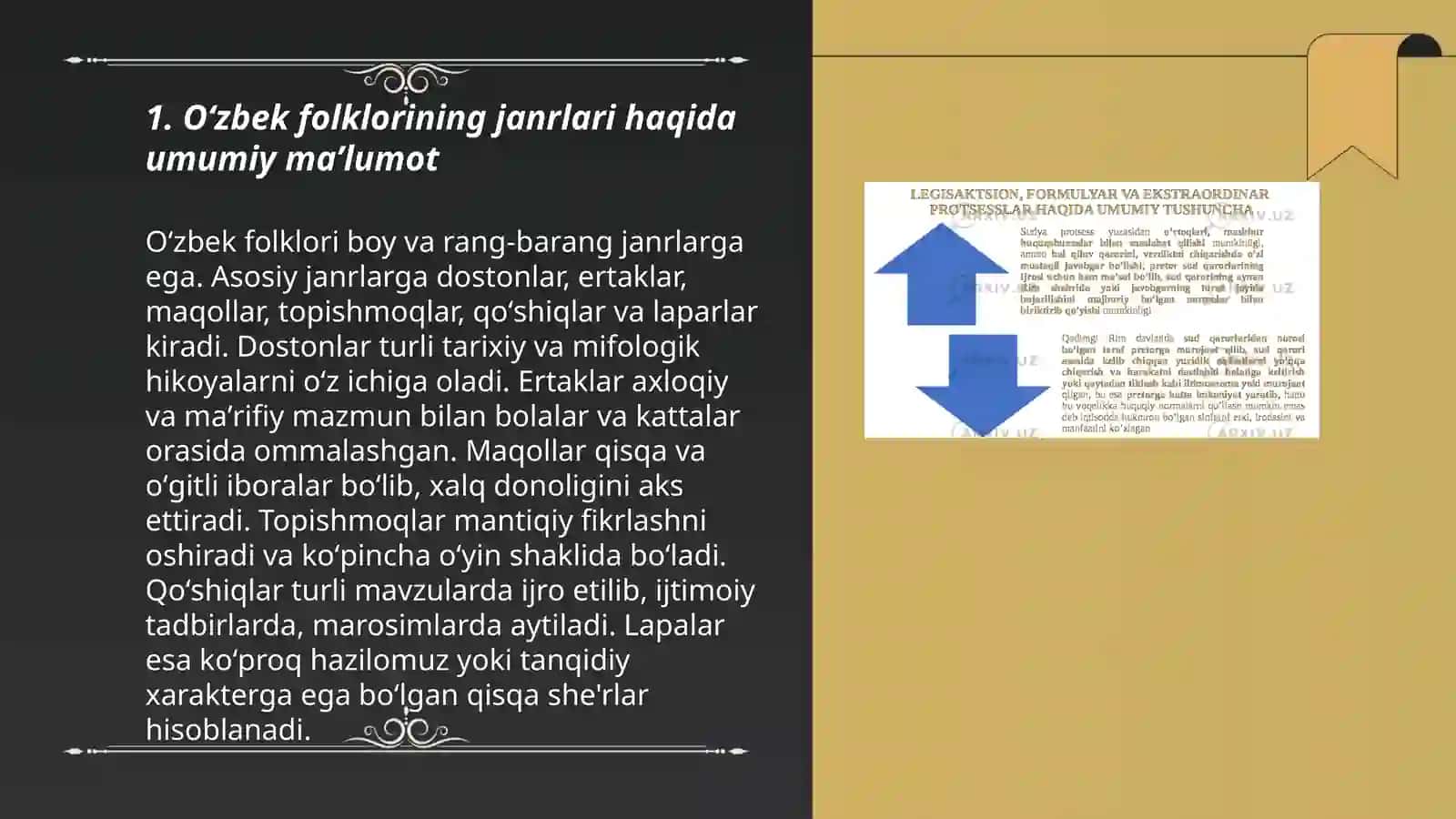 Oʻzbek folklorining janrlar tizimi haqida material toʻplash va tahlil qilish 3