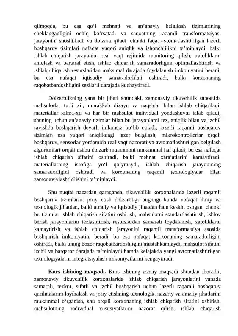 Tikuvchilik korxonalarida ishlatiladigan lazerli raqamli boshqarish qurilmasini loyihalashtirish 3