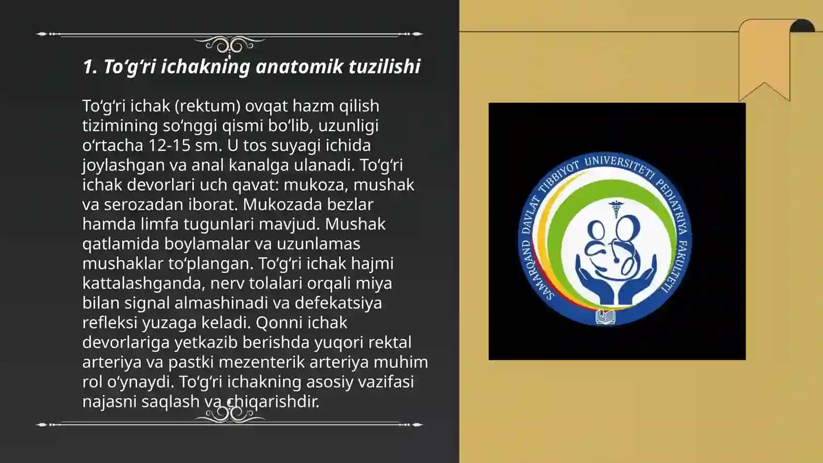 Toʻgʻri ichak va tashqi jinsiy a'zolar oqmalari, urugʻ yoʻli, moyak qavatlari istisqosi, epispadiya, gipospadiya taqdimoti 3