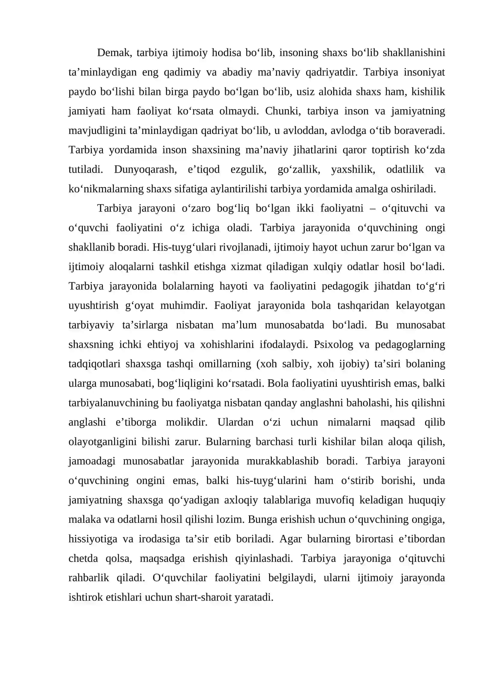 TARBIYAVIY JARAYONNI TASHKIL ETISH USULLARI. ISHNI INDIVIDUALLASHTIRISH TEXNOLOGIYASI 3