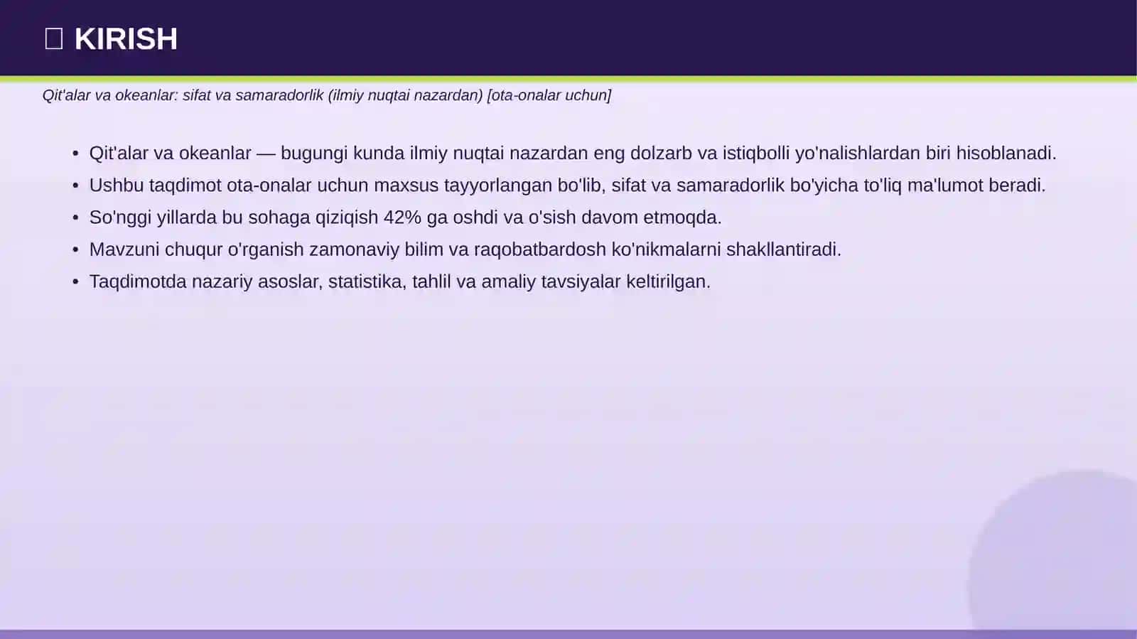 Qit'alar va Okeanlar: Sifat va Samaradorlik 3