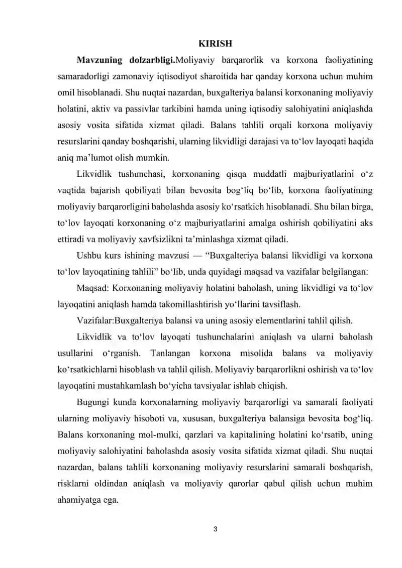 BUXGALTERIYA BALANSI LIKVIDLIGI VA KORXONA TO'LOV LAYOQATINING TAHLILI 3