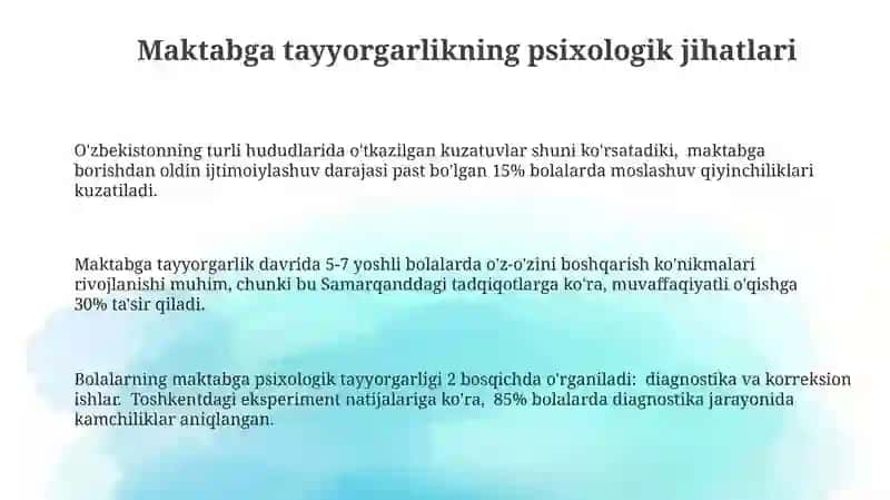 Bolalarni maktabga psixologik tayyorligi 3