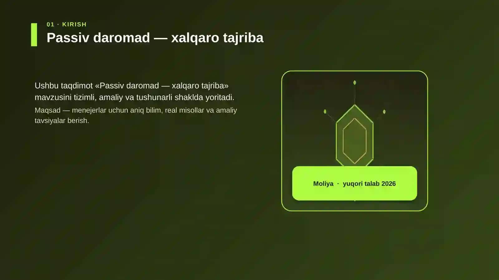 Passiv daromad — xalqaro tajriba 3
