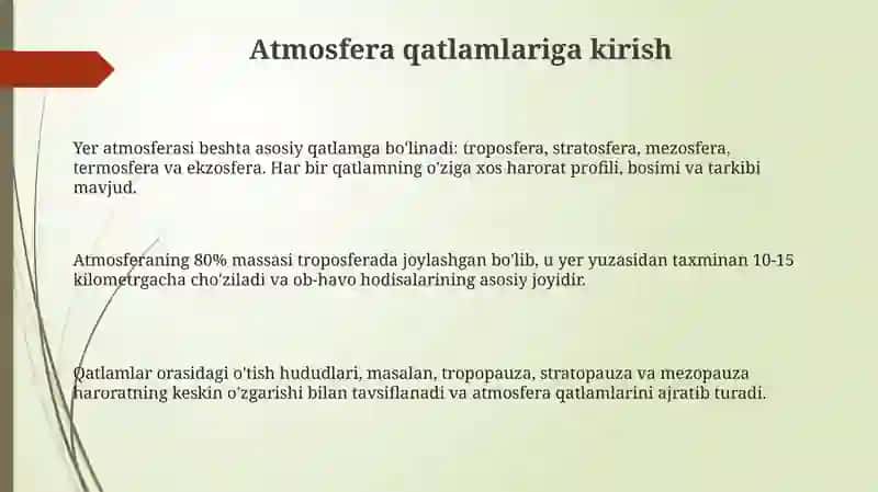 Atmosfera qavatlariga tarif 3