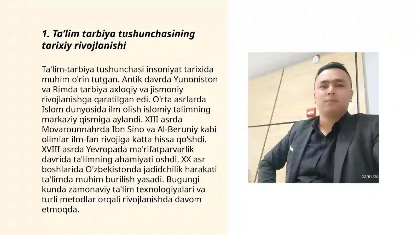 Taʼlim Tarbiya Borasida Avvalgi va Hozirgi Munosabatlar Toʻgʻrisida Vidiyo Rolik Tayyorlash 3