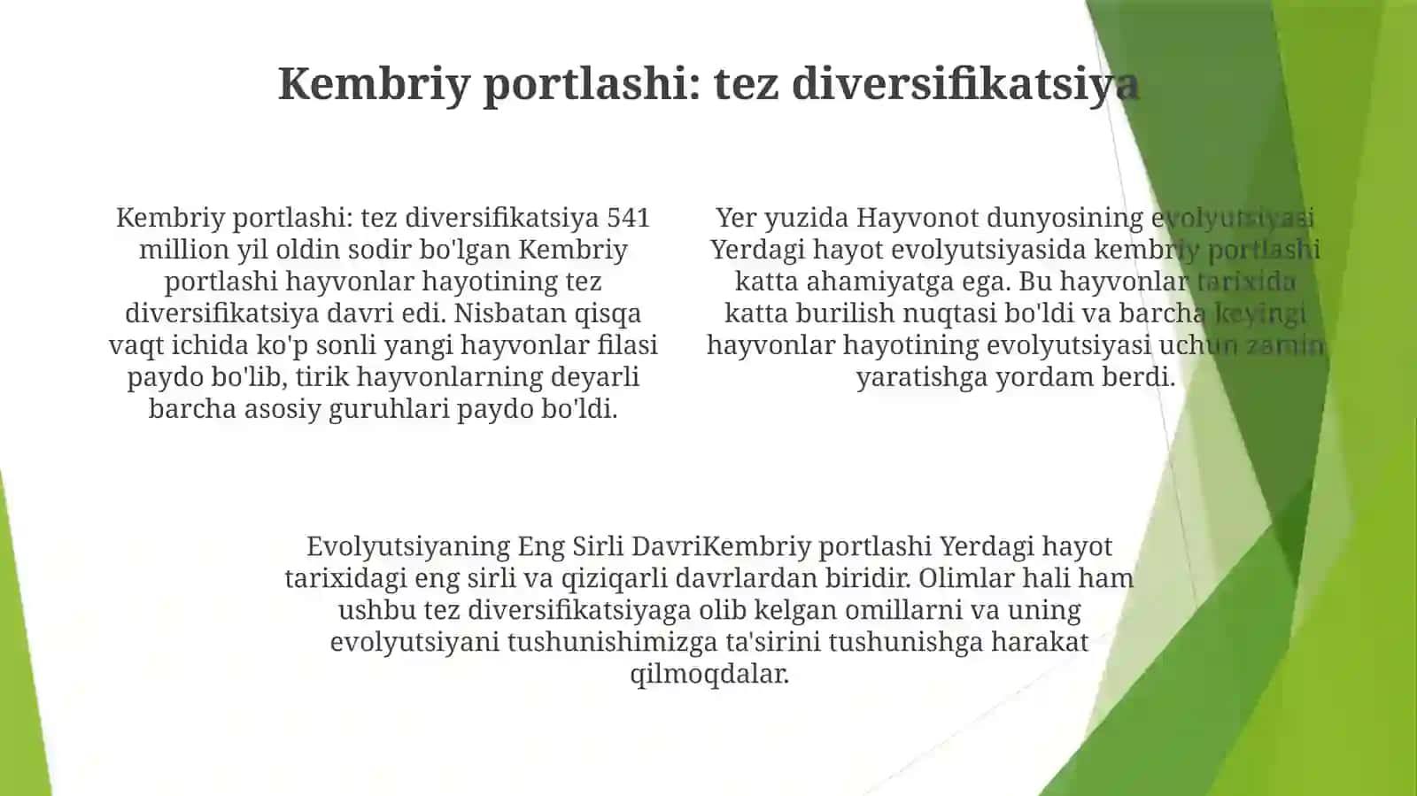 Yer Yuzida HayvonotDunyosining Evolutsiyasi 3