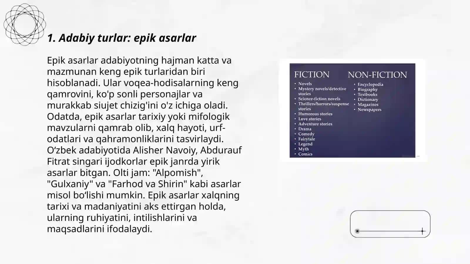 Adabiy tur va janrlar. Badiiy asarda shakl va mazmun 3