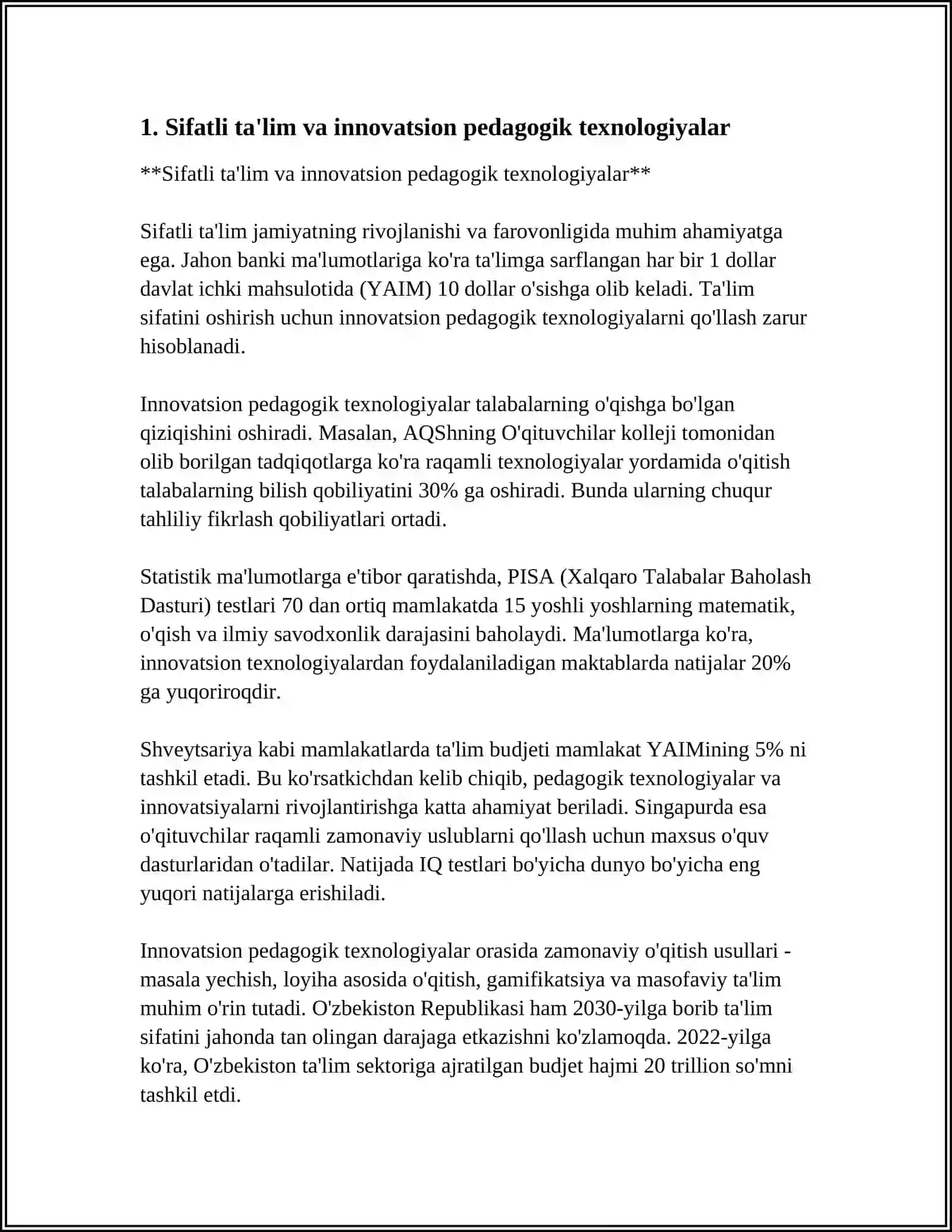 Sifatli ta'lim va innovatsion pedagogik texnologiyalar 3