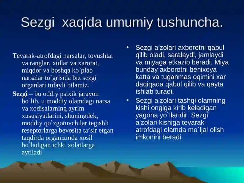 Sеzgi va uning turlari. 3