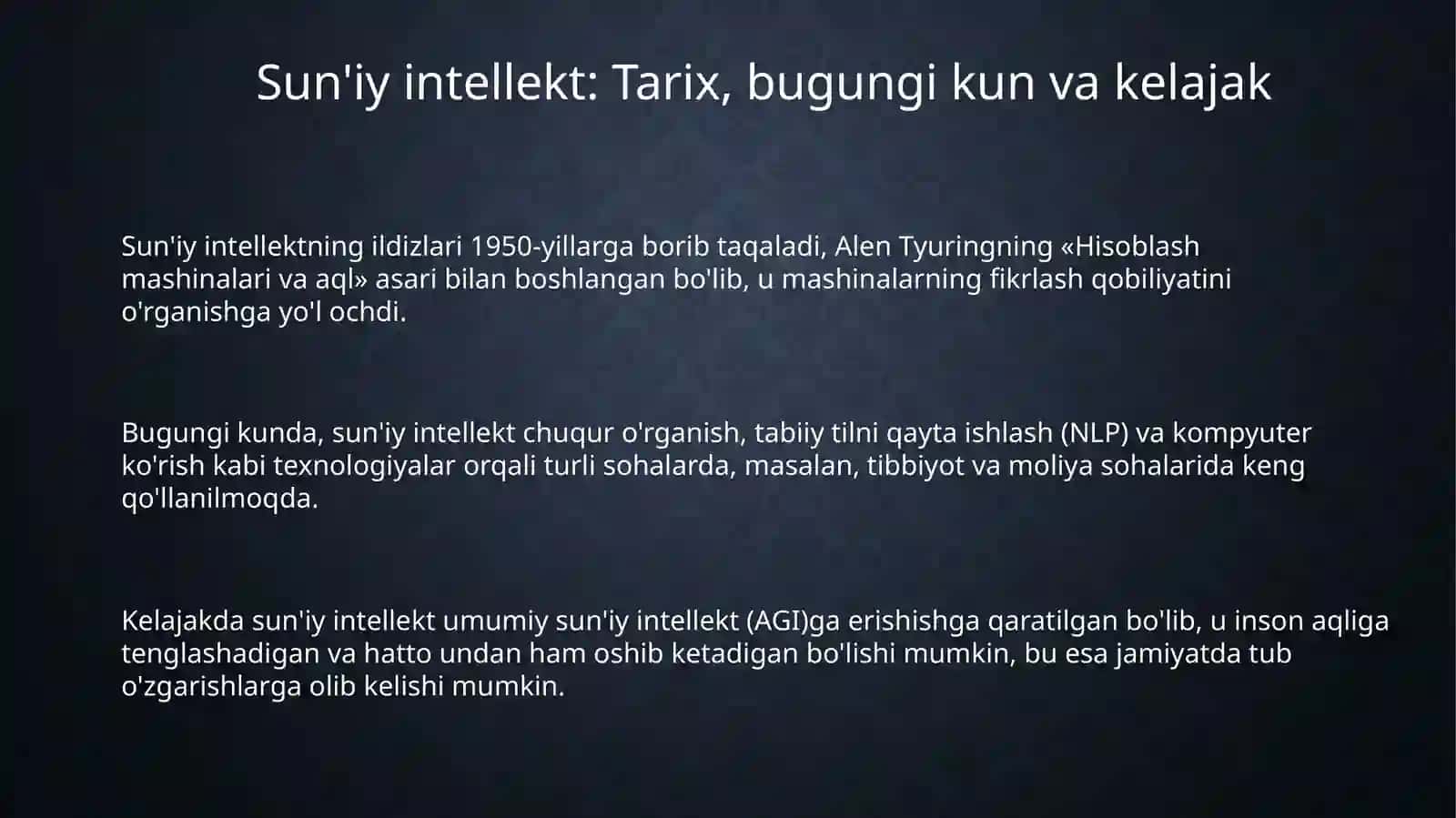 Sun’iy intellekt va Kelajak texnologiyalari 3