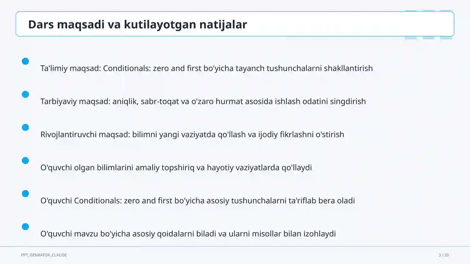 Conditionals: zero and first (8-sinf) 3