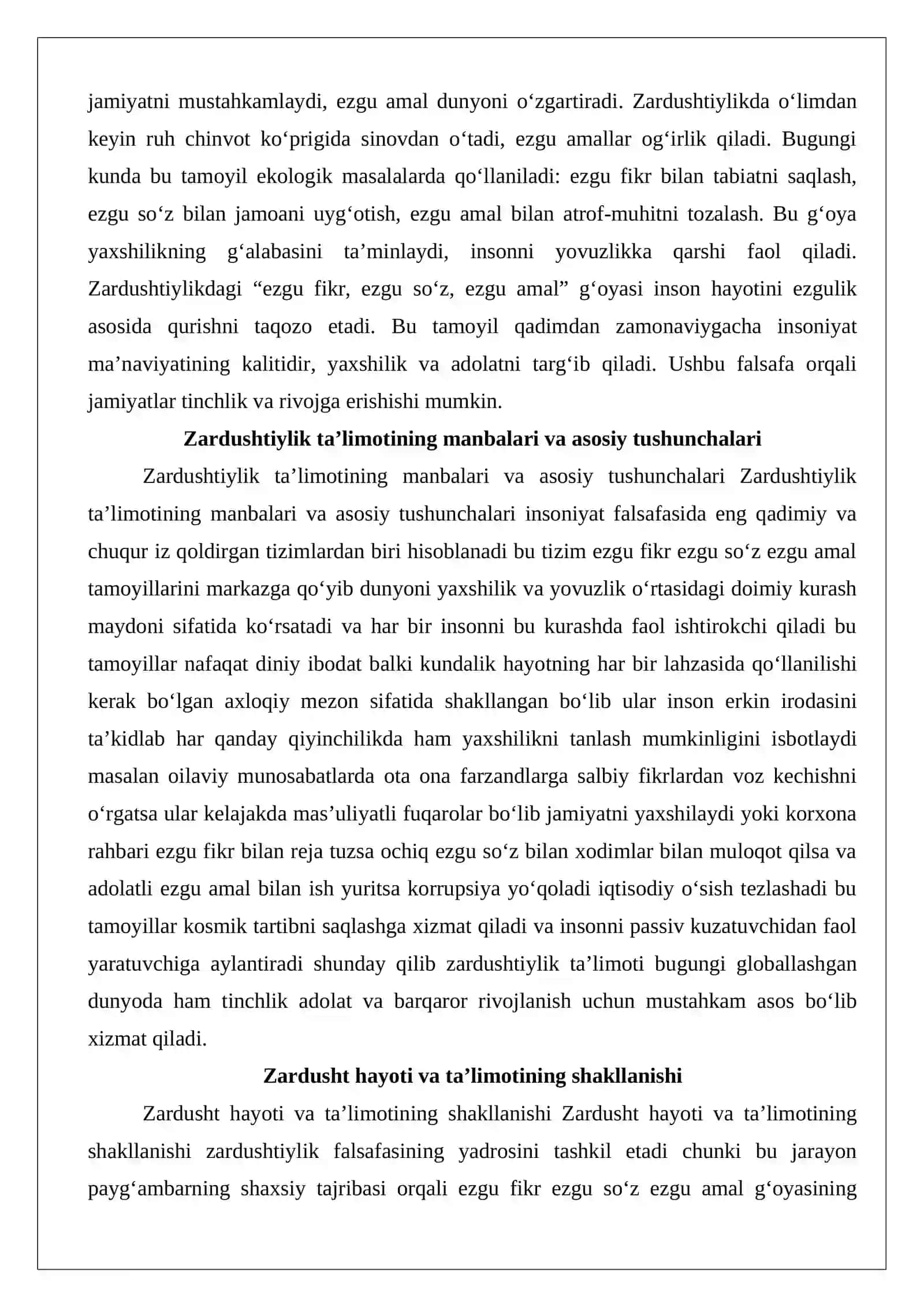 Zardushtiylikda “Ezgu fikr, ezgu so‘z, ezgu amal” g‘oyasining falsafiy mazmuni 3