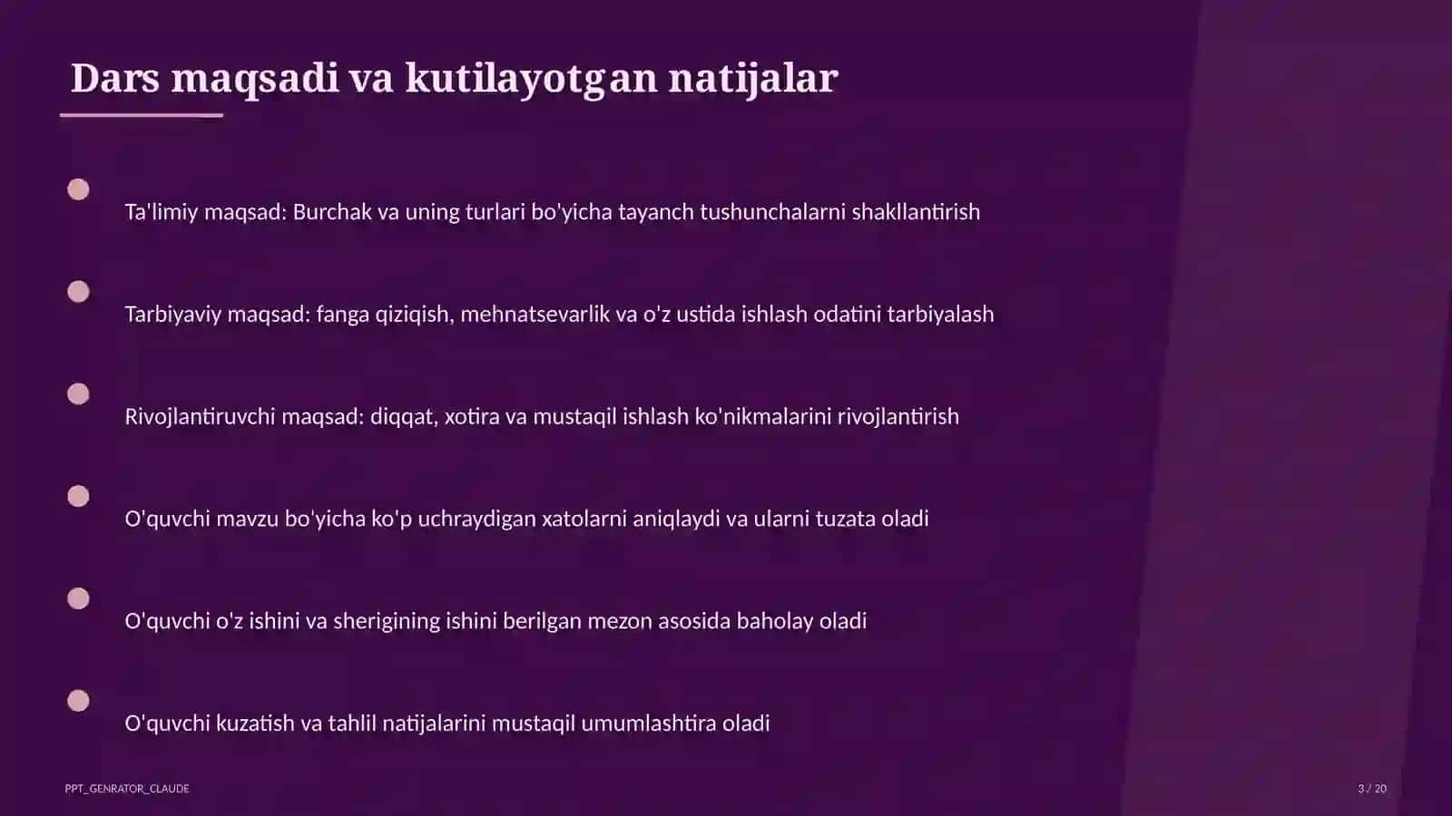 Burchak va uning turlari (4-sinf) 3