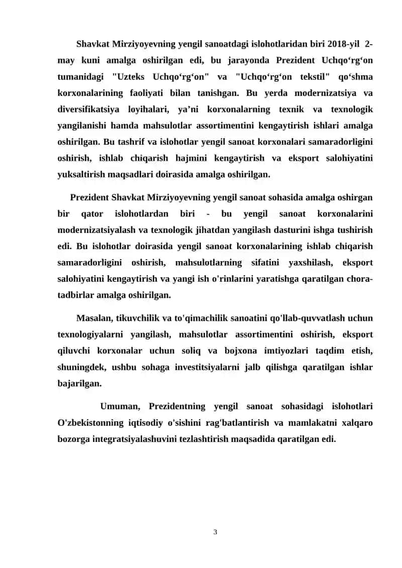 Surp assortimentidagi to‘qima ishlab chiqarish korxonasini loyihalash 3