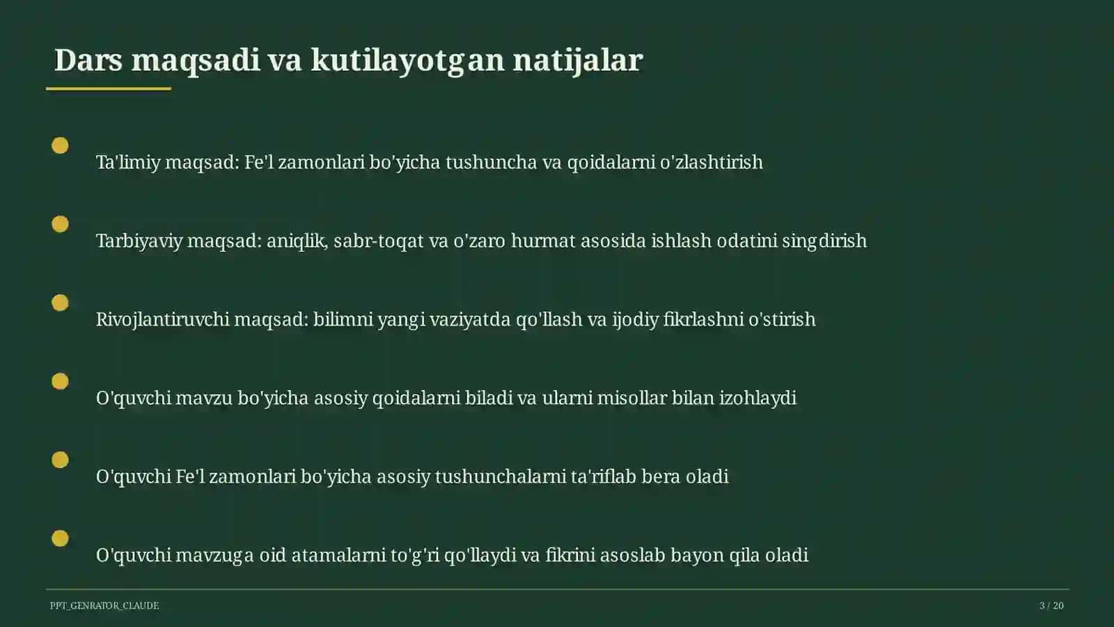 Fe'l zamonlari (4-sinf) 3
