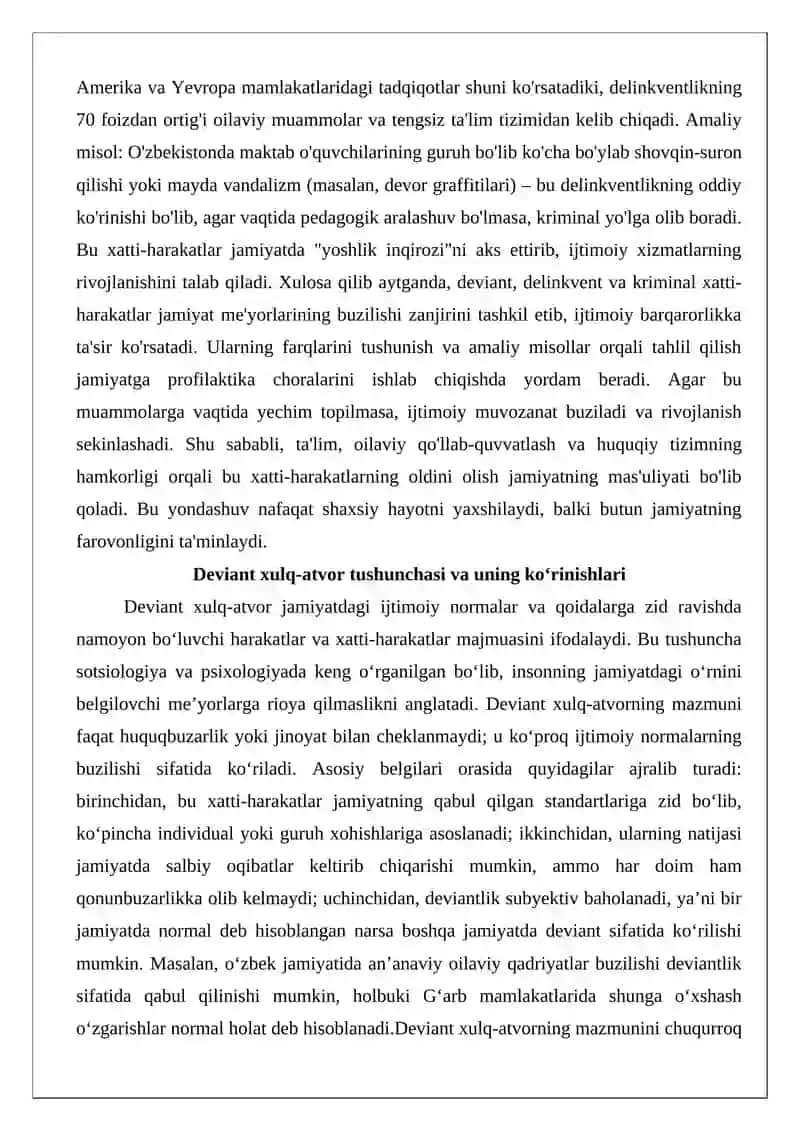 Deviant, delinkvent va kriminal xatti-harakatlar 3
