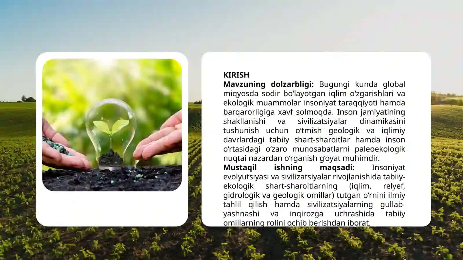 Inson va ekologiya rivojlanishining tabiiy shart-sharoitlari 3