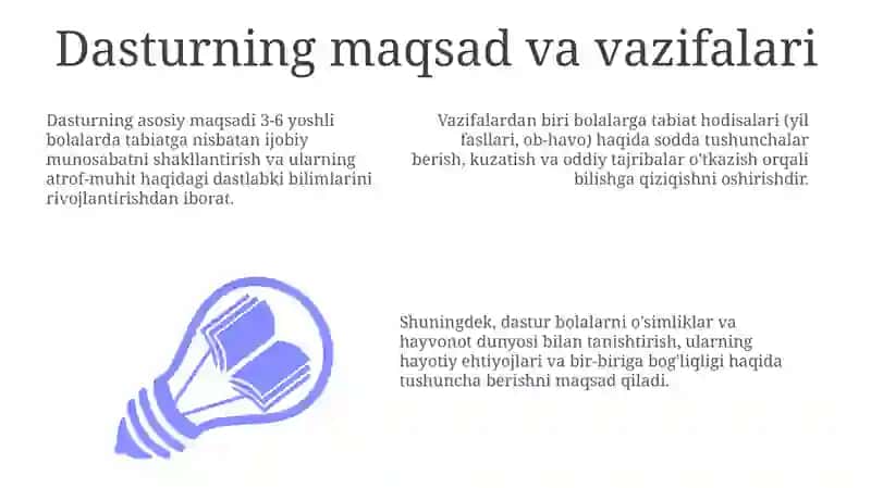 "Ilk qadam davlat dasturida tabiat bilan tanishtirish mazmuni" 3