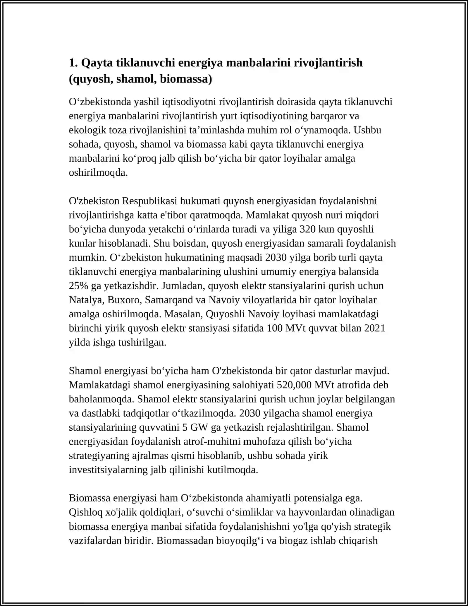 UZBEKISTONDA YASHIL IQTISODIYOTNI RIVOJLANTIRISH 3