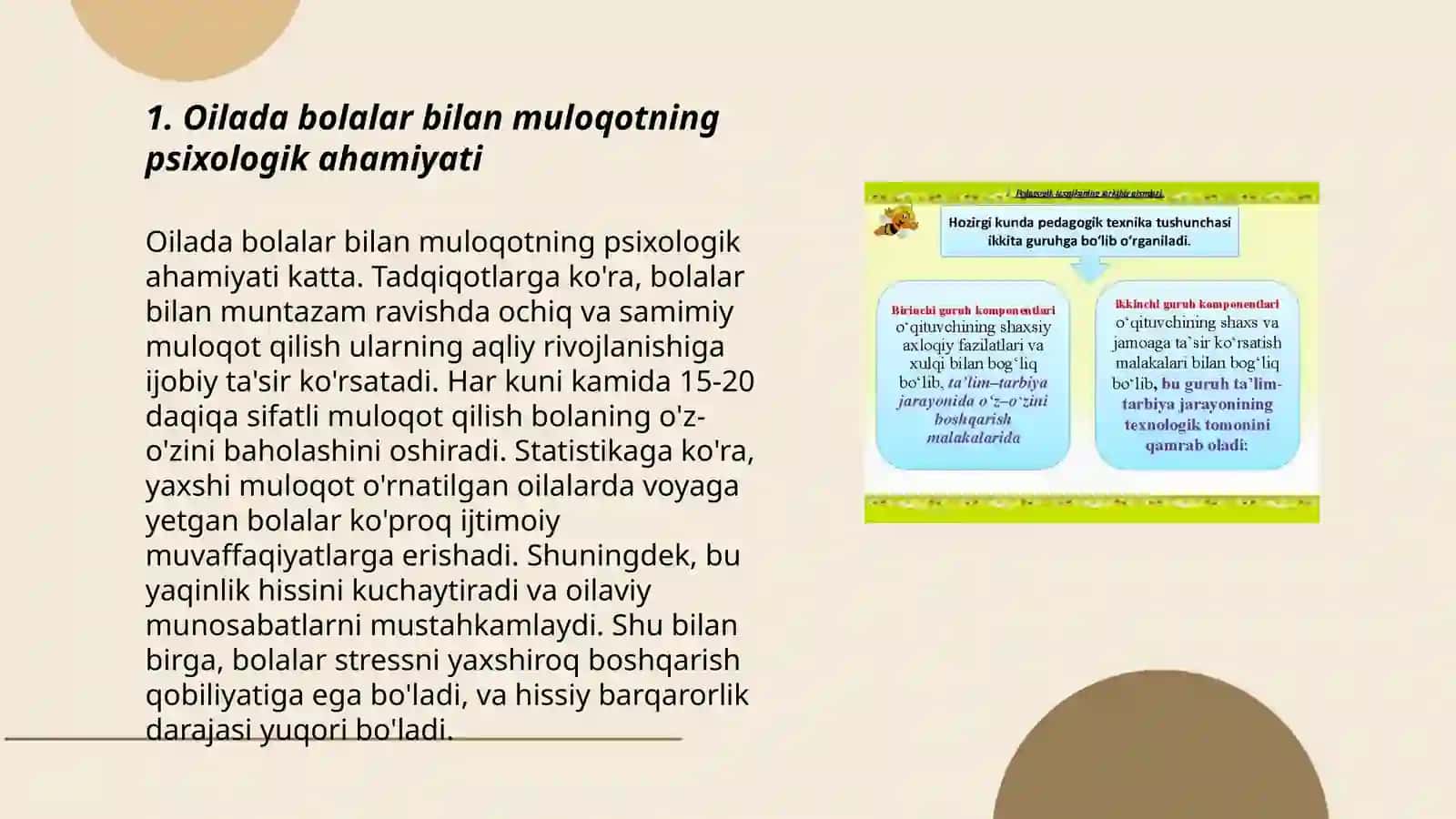 Oilada bolalar bilan muloqotni tashkil etishda pedagogik psixalogik shatt sharoitlar 3