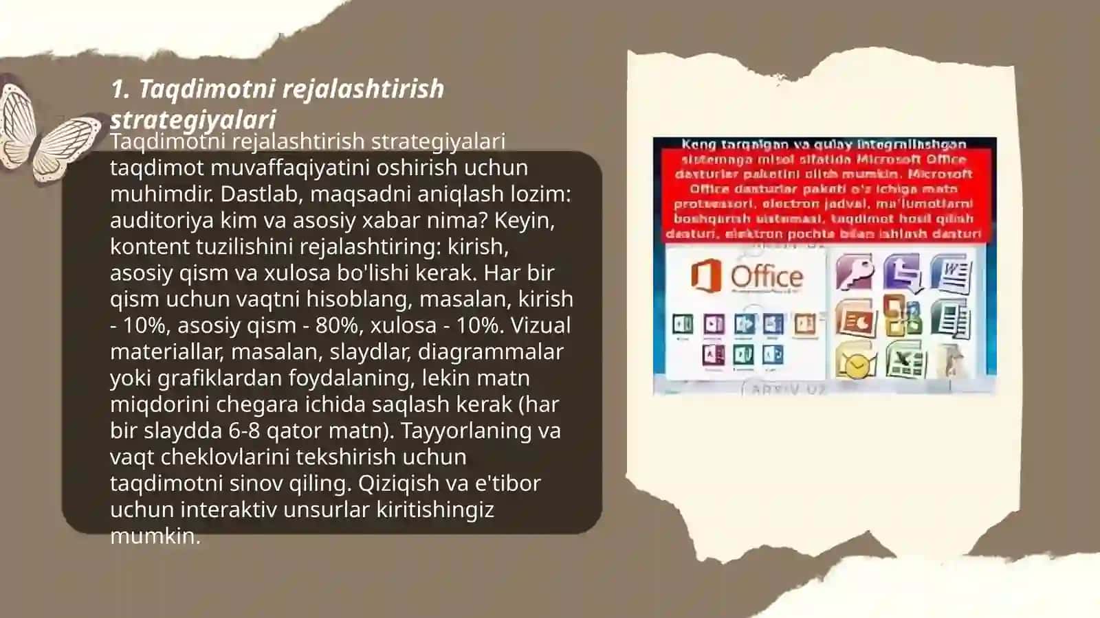 Taqdimot tayyorlash va taqdim etish usullari va vositalari 3