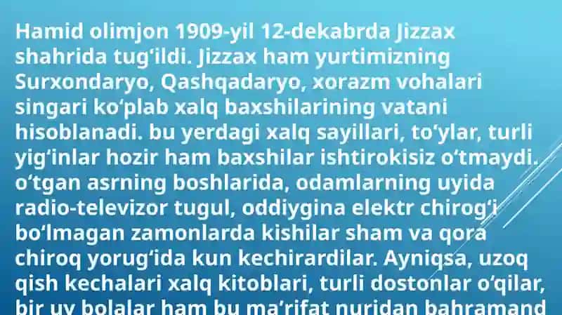 Hamid Olimjon mustaqil ish 3