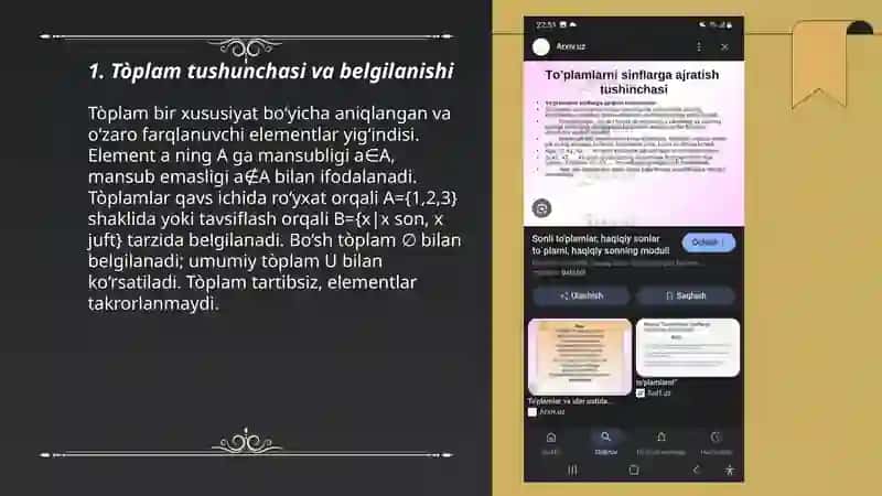 Tòplam, tòplamlar ustida amallar 3