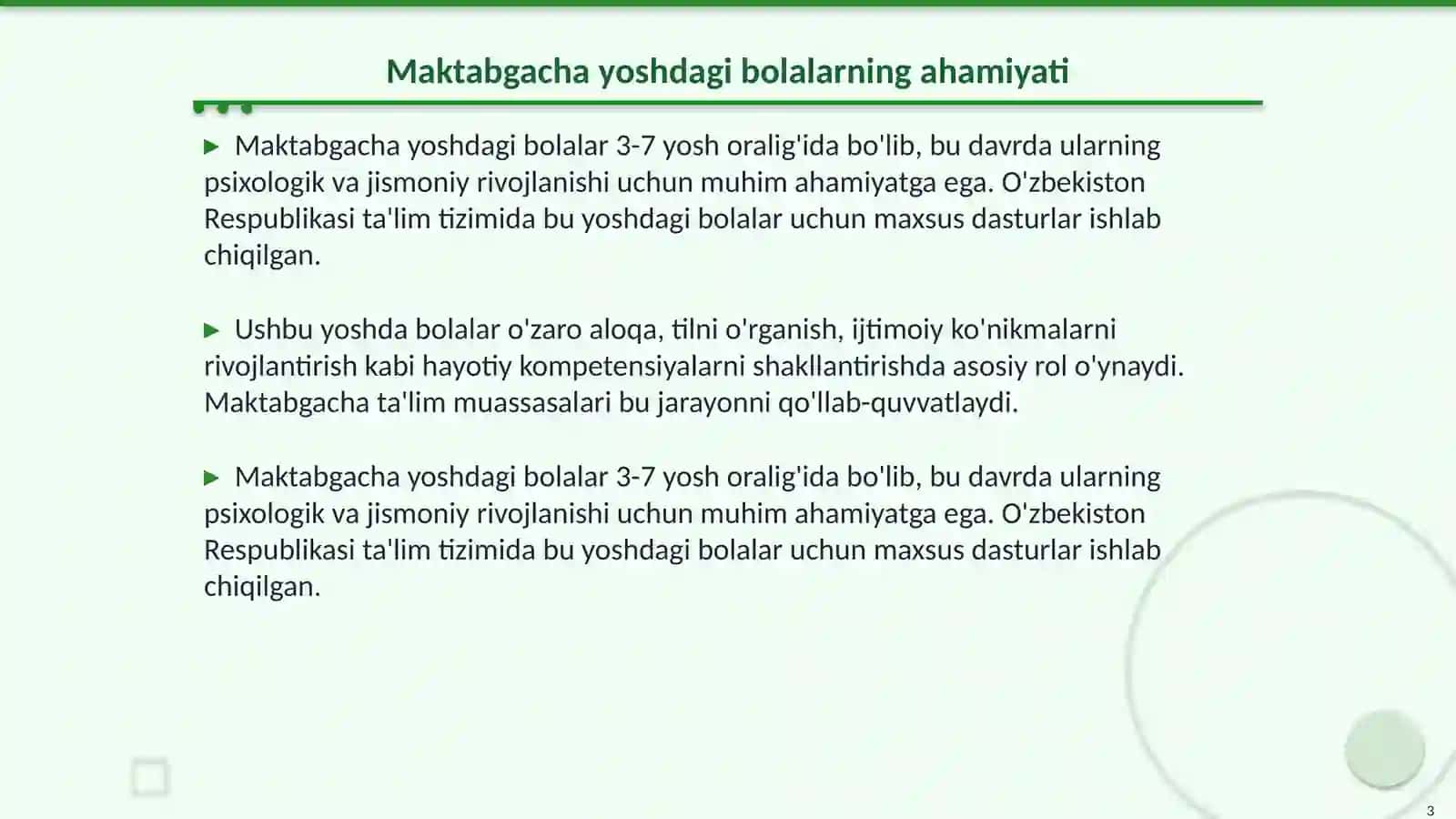 Maktabgacha yoshdagi bolalarda hayotiy kompetensiyalarni oilada shakllantirishning pedagogik shart sharoitlari bo’yicha ilmiy adabiyotlarni tahlil qilish 3