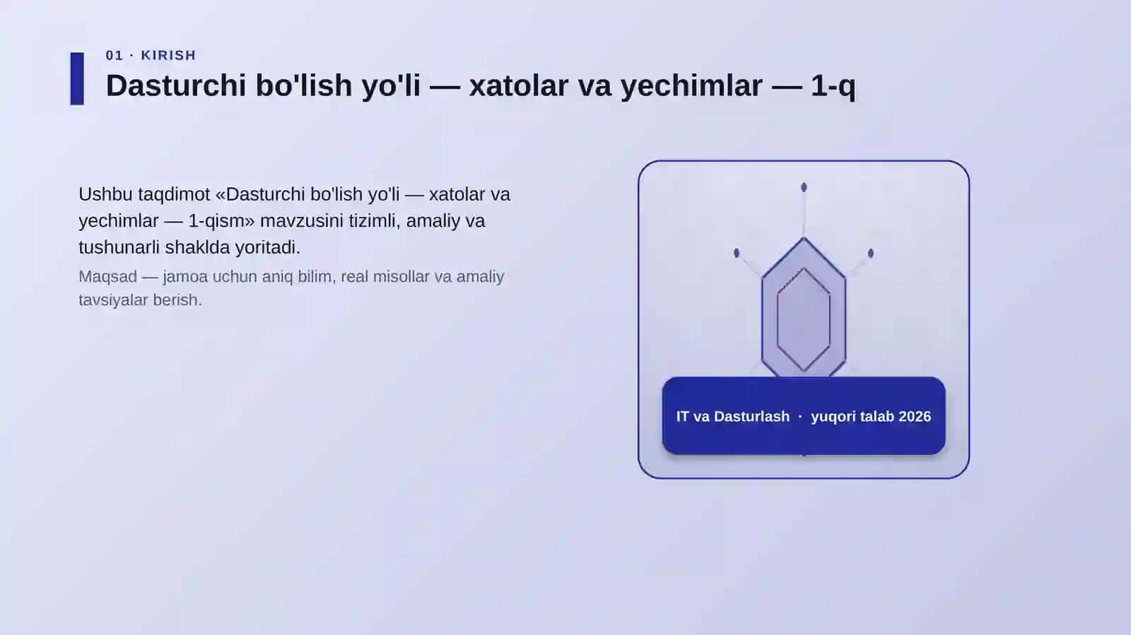 Dasturchi bo'lish yo'li — xatolar va yechimlar — 1-qism 3