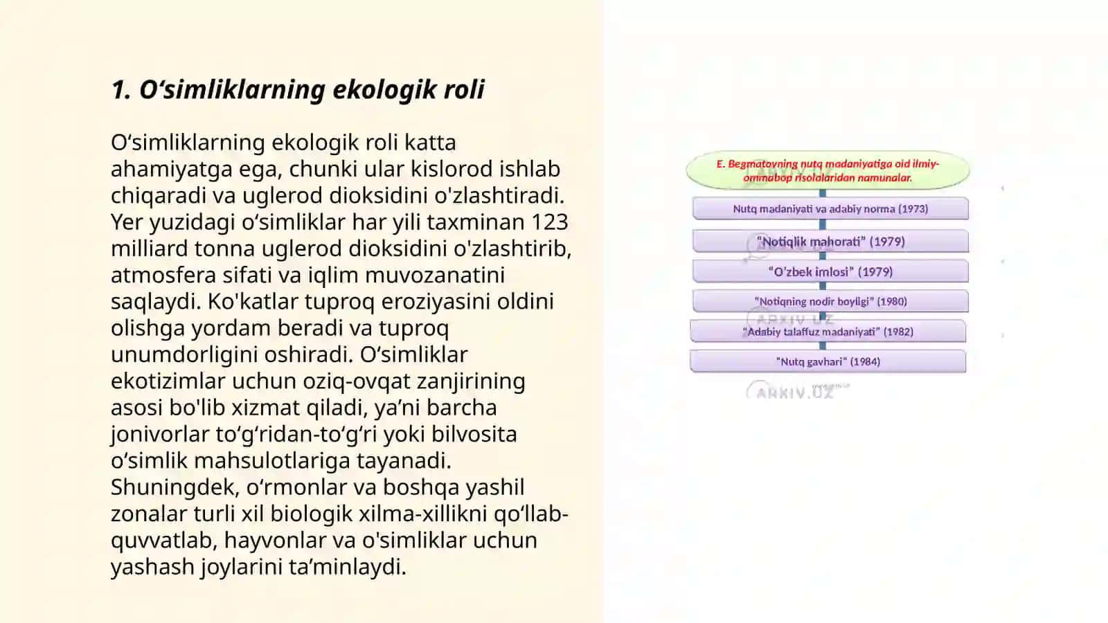 Oʻsimliklar dunyosi va ularni hayot tarzi haqidagi bililarni boyitish va tahlil qilish 3