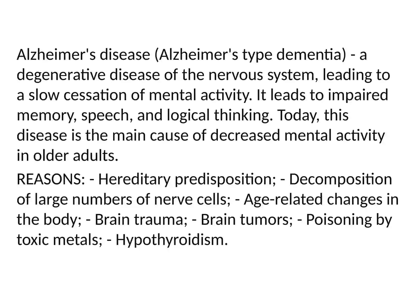 Alzheimer’s Disease Presentation 3
