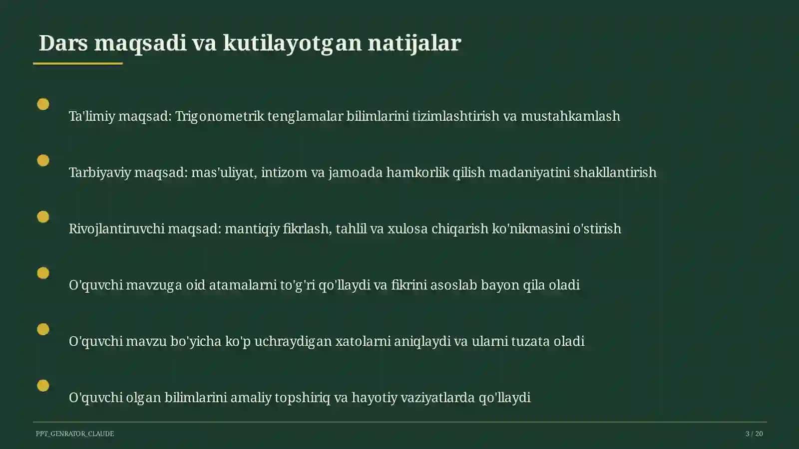 Trigonometrik tenglamalar (10-sinf) 3