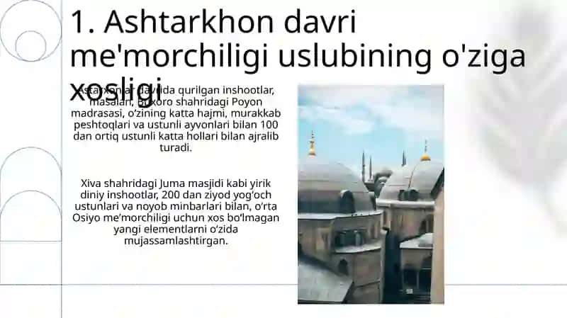 Ashtarxonilar davrida binokorlik 3
