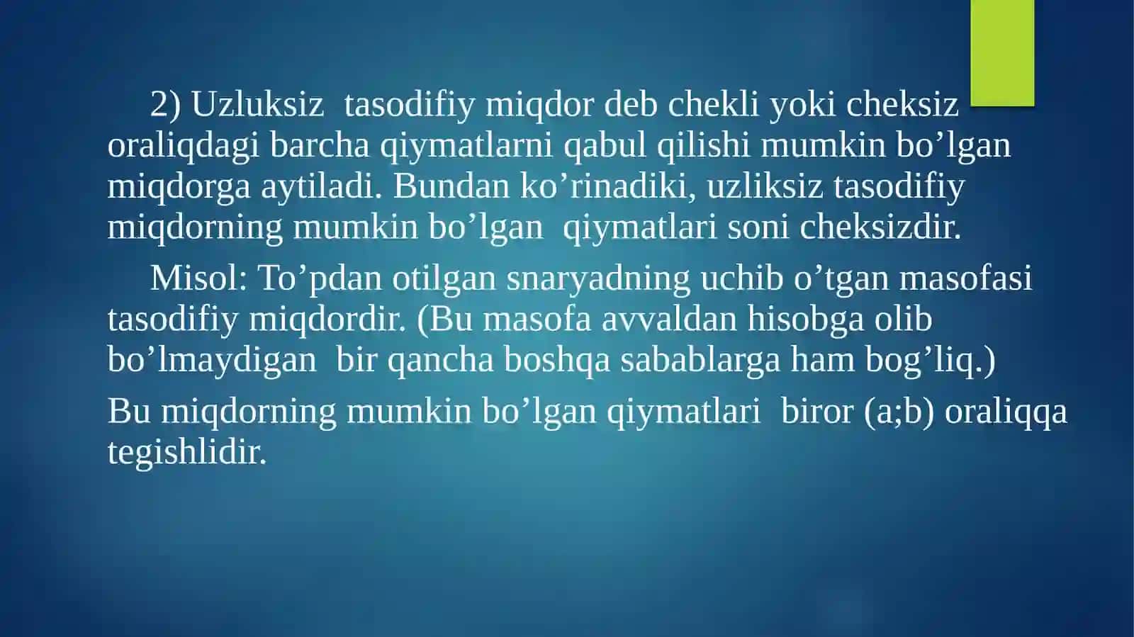 TASODIFIY MIQDORLAR VA ULARNING TAQSIMOT QONUNLARI 3