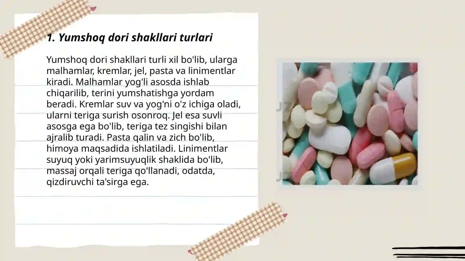 Yumshoq dori shakllari tayyorlash texnalogiyasi 3