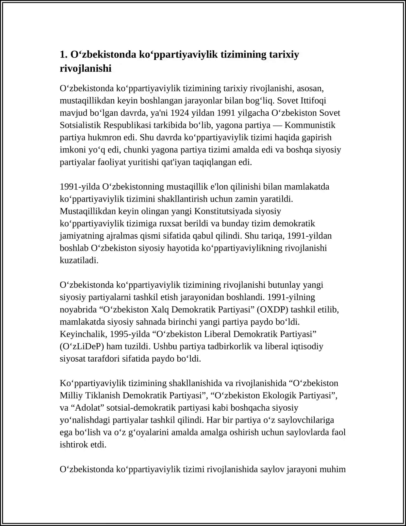 OʻZBEKISTONDA KOʻPPARTIYAVIYLIK TIZIMINING SHAKLLANISHI 3