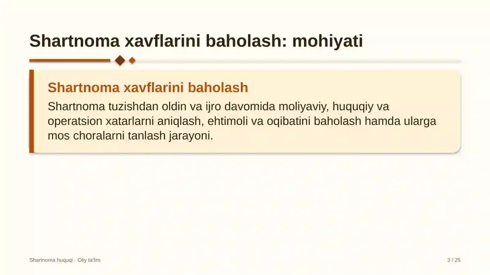 Shartnoma huquqi · Oliy ta'lim 3